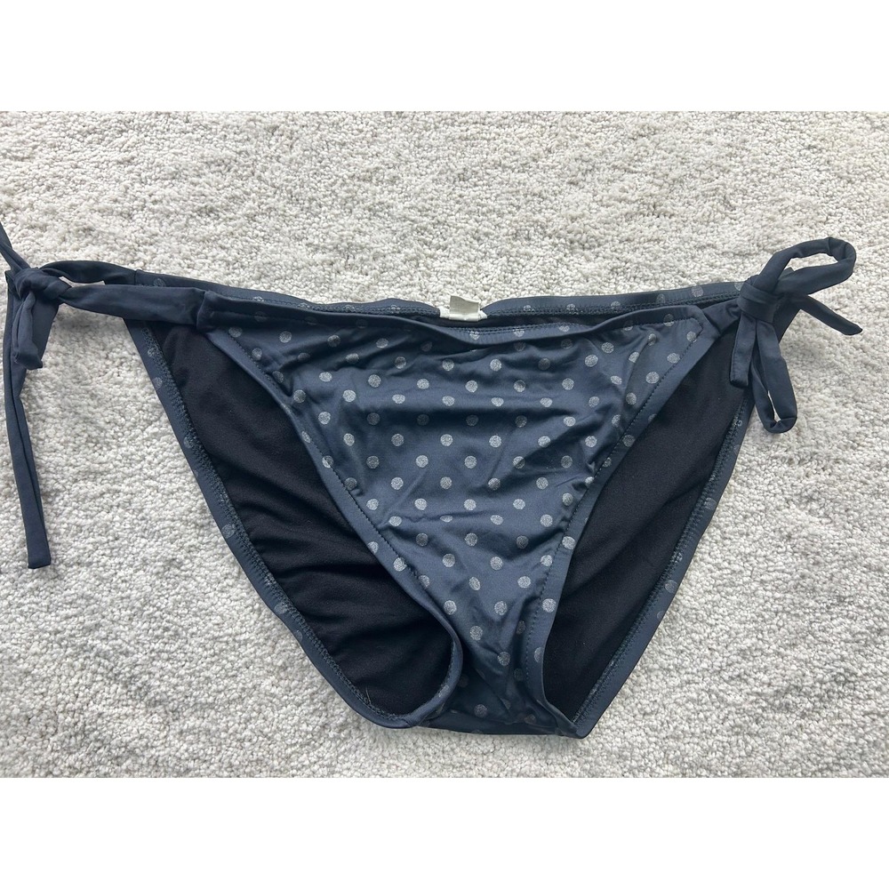 Mossimo Bikini Bottom Womens Large Black Polka Dot Swim Side‎ Tie Retro Swimwear
